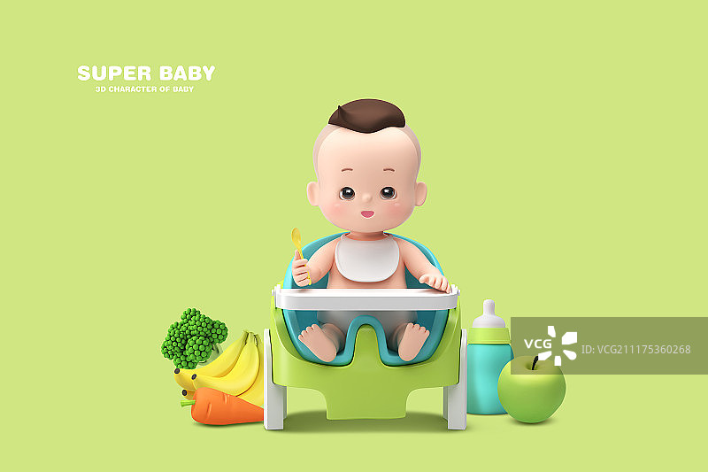 超级宝宝概念，3D宝宝角色。019图片素材