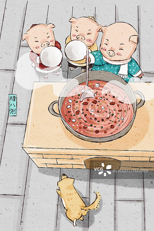 中国风猪年春节民俗系列之腊八粥图片素材
