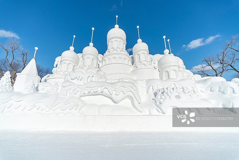 吉林长春净月坛国家森林公园冬季雪雕图片素材
