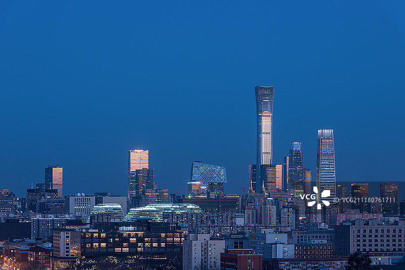 北京国贸CBD天际线夜景图片素材