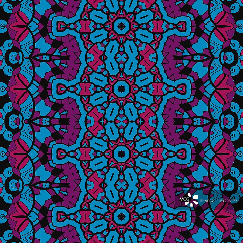 传统奥斯曼土耳其蓝色设计。阿拉伯式花纹无缝模式。背景复古纹理向量。面料说明。图片素材