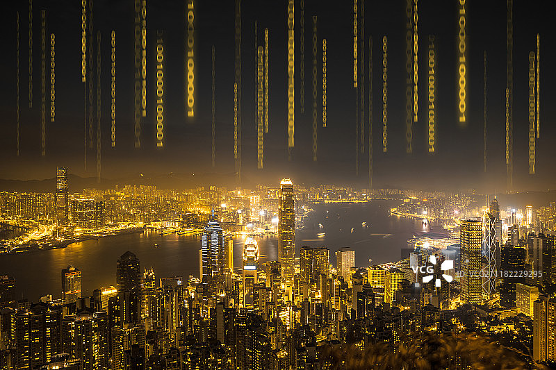 大数据概念的香港夜景图片素材