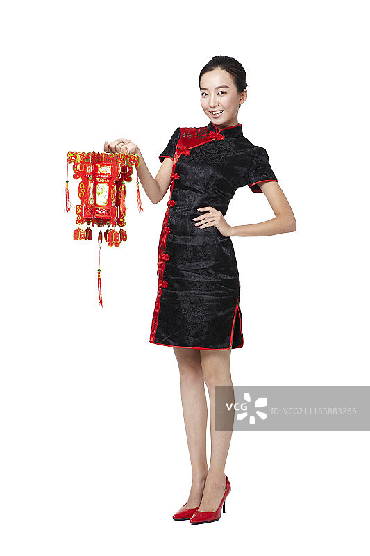 中国传统服饰女子提灯摄影图片素材
