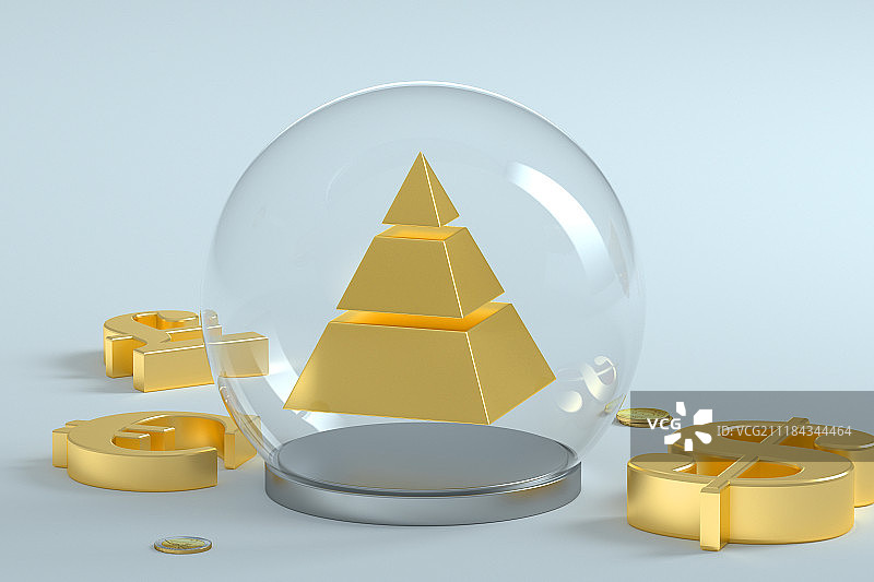 3D水晶球和金字塔图片素材