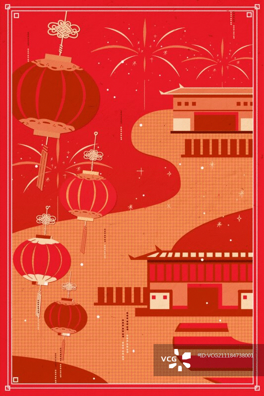 中国红灯笼春节喜庆动图插画图片素材