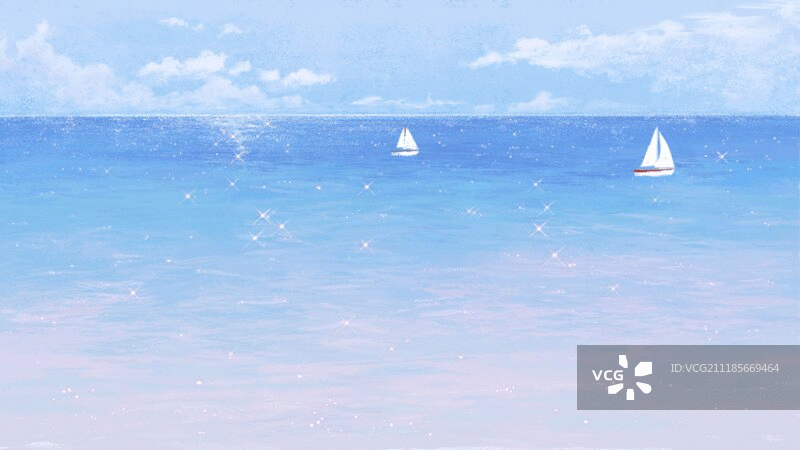 波光粼粼小白船图片素材