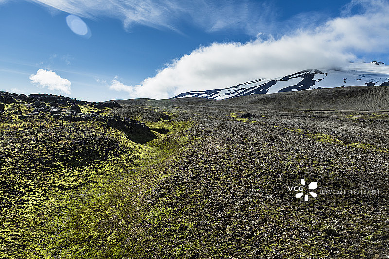 后板显示冰岛的火山岩石景观图片素材