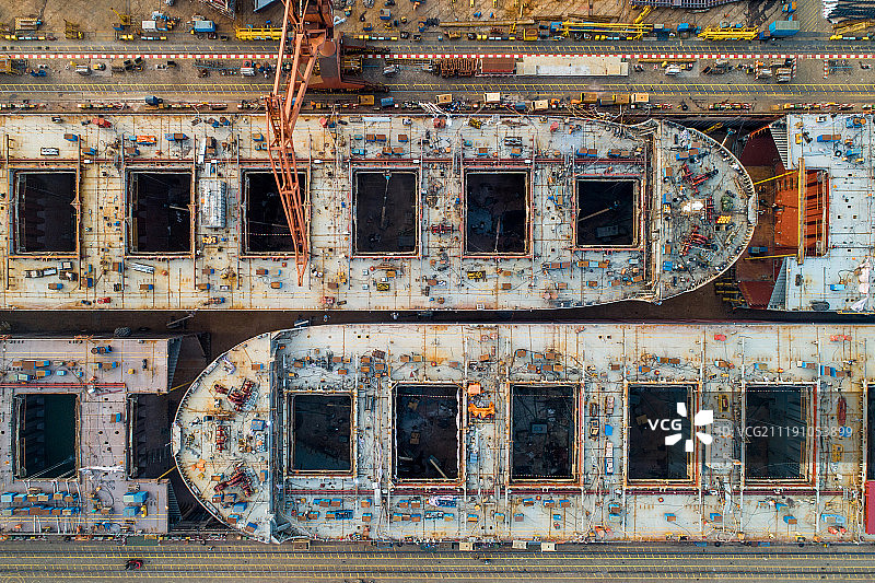 上海 外高桥造船厂 航拍图片素材