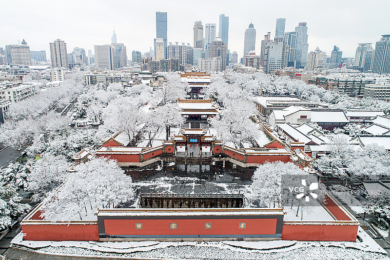 航拍 南京 朝天宫 雪后风景图片素材