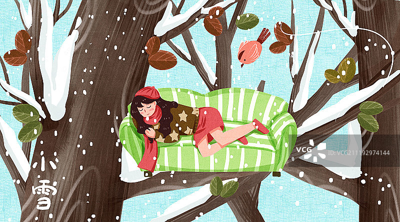 红帽小小女孩的生活二十四节气系列之小雪图片素材