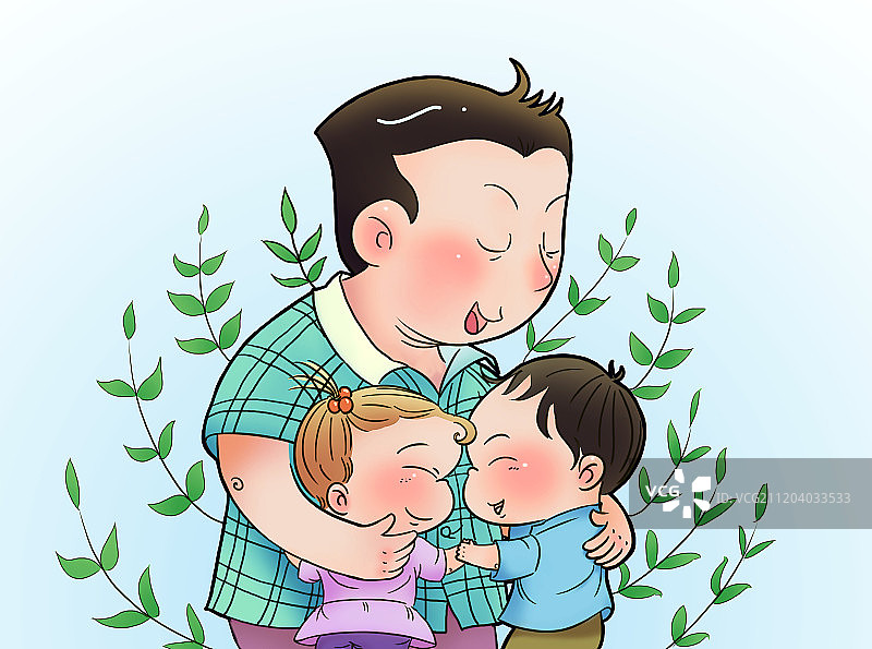 父亲节父爱亲情陪伴拥抱孩子插画图片素材