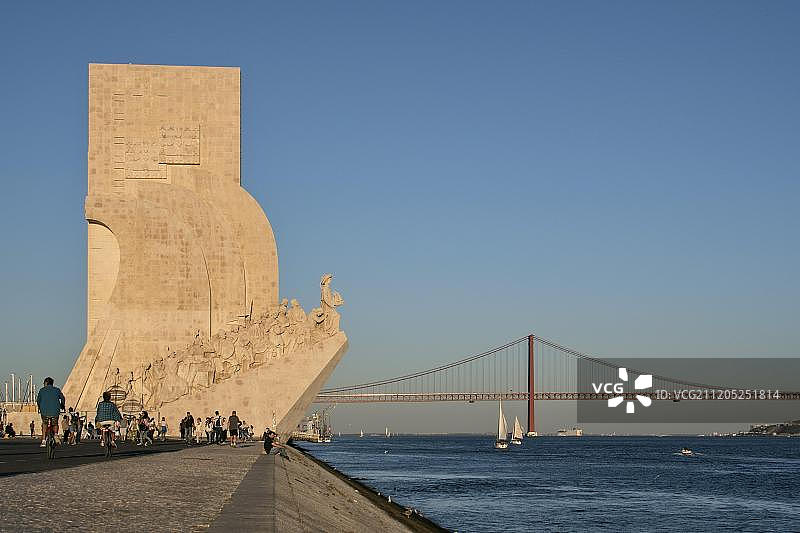 发现纪念碑，Padrao dos Descobrimentos，在里约热内卢Tejo，贝伦，里斯本，葡萄牙，欧洲图片素材