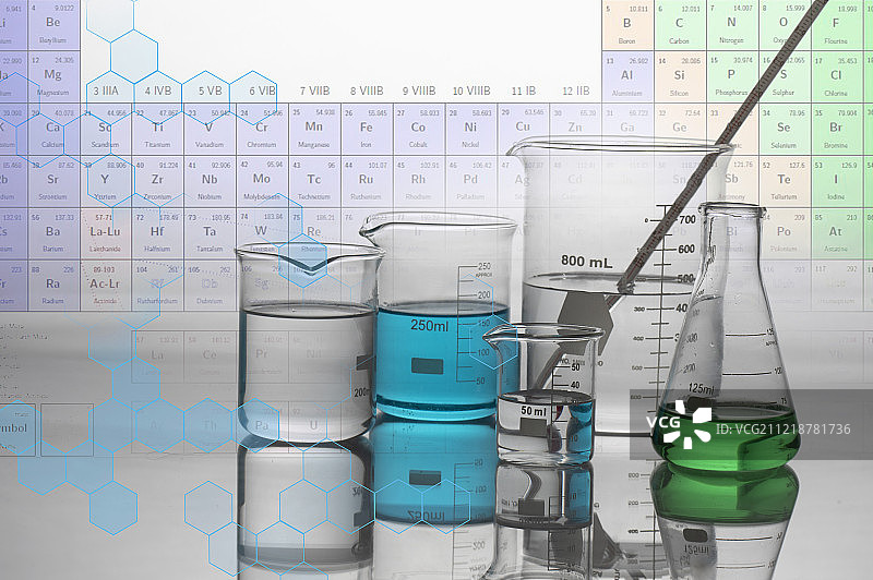 实验室玻璃器皿器具元素周期表图片素材