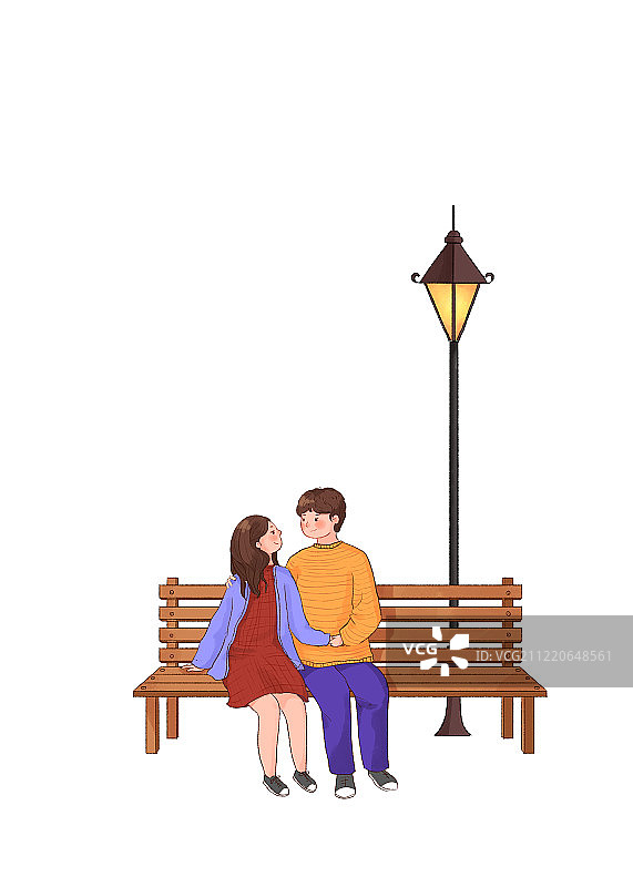 坐在椅子上的情侣插画图素2图片素材