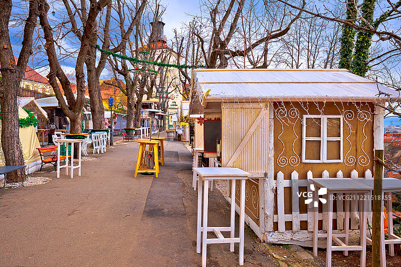 萨格勒布上城区圣诞市场街景图片素材
