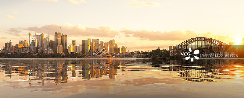 悉尼港和大桥的城市景观图片素材