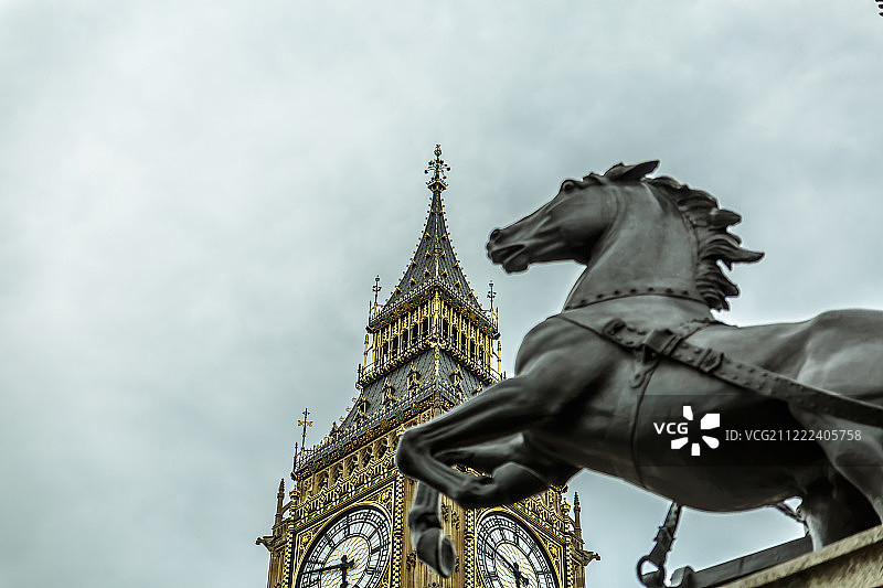 马的观点(托马斯·Thornycroft雕像的一部分)靠近Bi图片素材