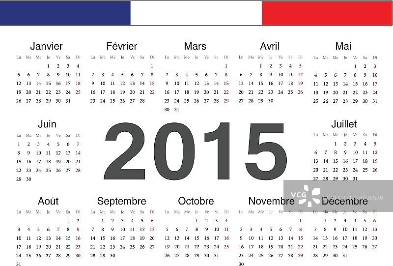 Vecto法国rcircle日历2015图片素材