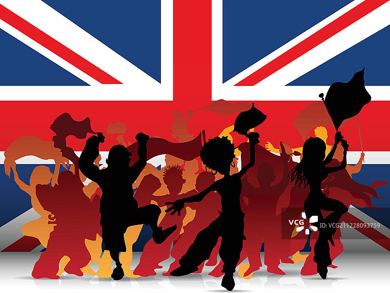 英国体育迷与旗帜图片素材