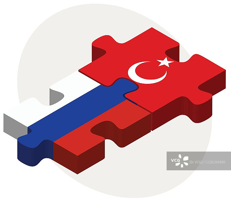 俄罗斯联邦和土耳其国旗拼图图片素材