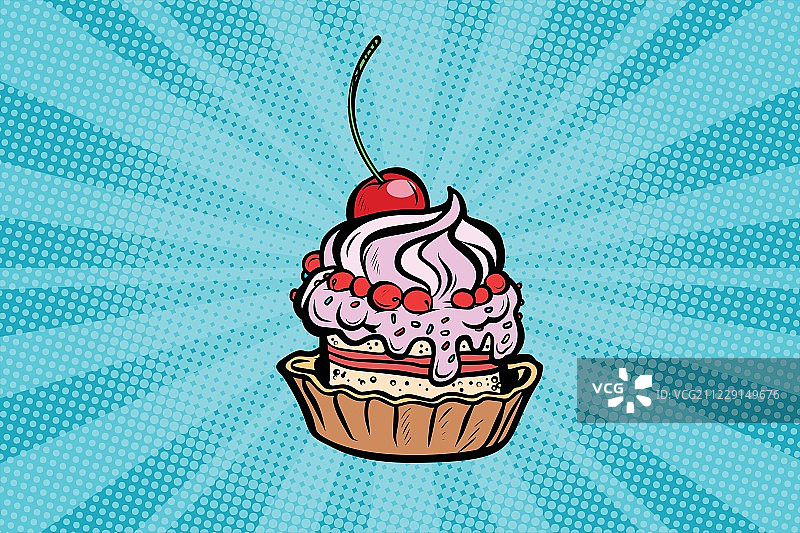 有樱桃和奶油的纸杯蛋糕甜点图片素材