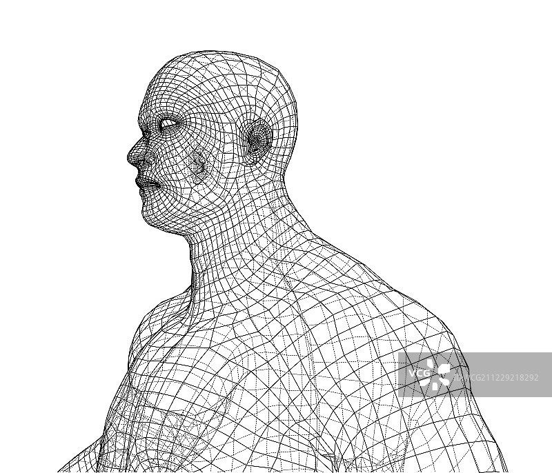 线框运动员身体在白色的背景图片素材
