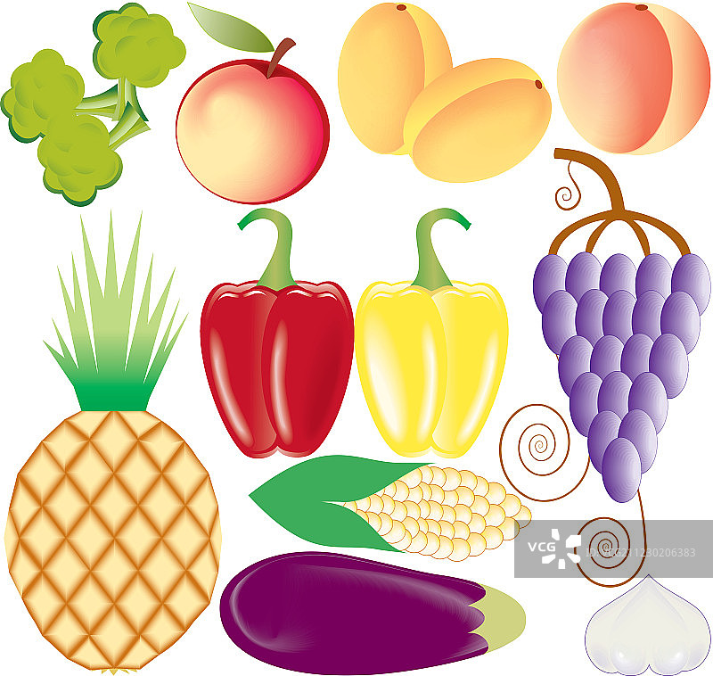水果和蔬菜向量集图片素材