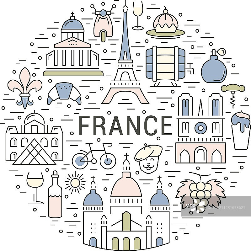 平线旗帜巴黎和法国图片素材