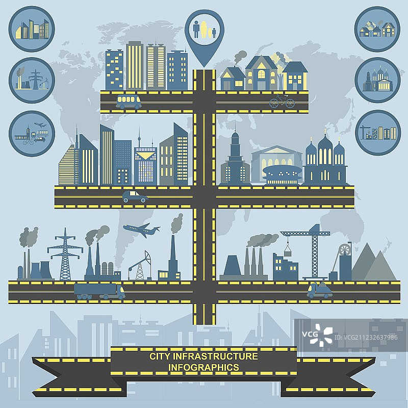 城市基础设施信息图图片素材
