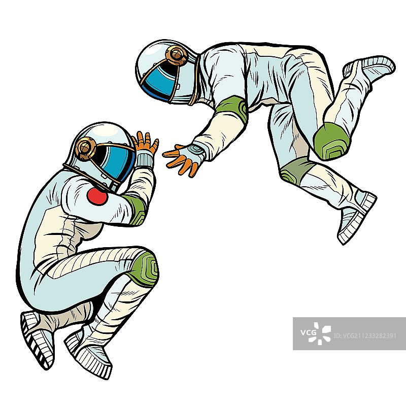 两名宇航员处于零重力状态图片素材