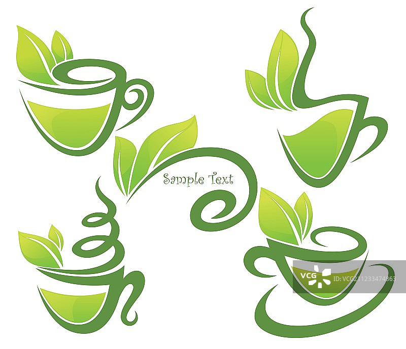 绿茶的形式符号和收藏图片素材