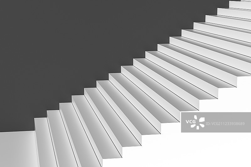 明亮室内的楼梯结构，三维渲染图片素材