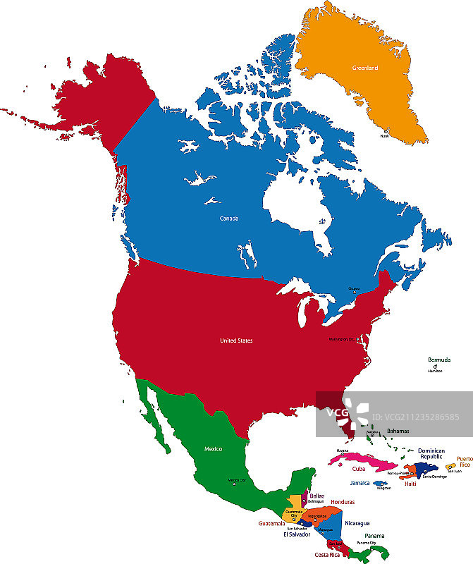 北美地图简图图片