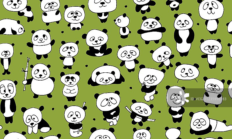有趣的熊猫无缝图案为您设计图片素材