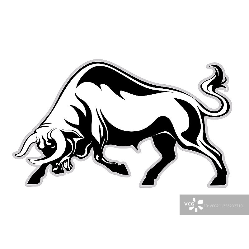 公牛的标志剪影的公牛与角图片素材