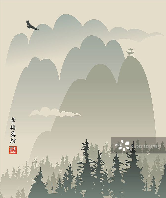 中国风格的象形山景图片素材