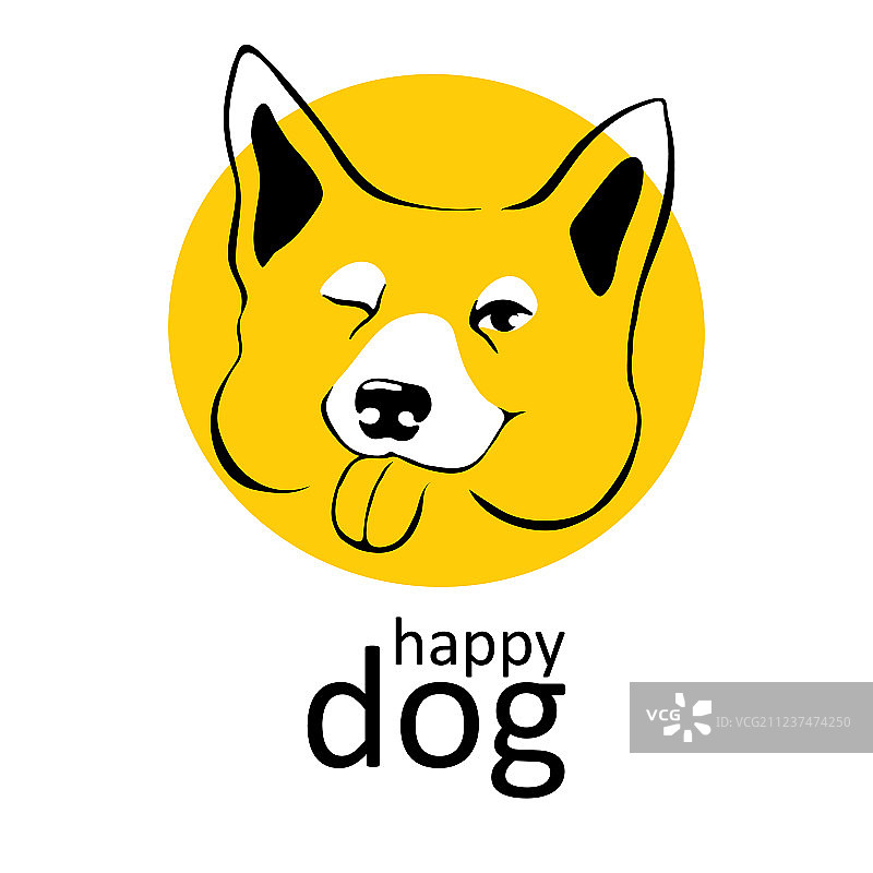 狗标志快乐，微笑，眨眼，顽皮的情绪狗图片素材