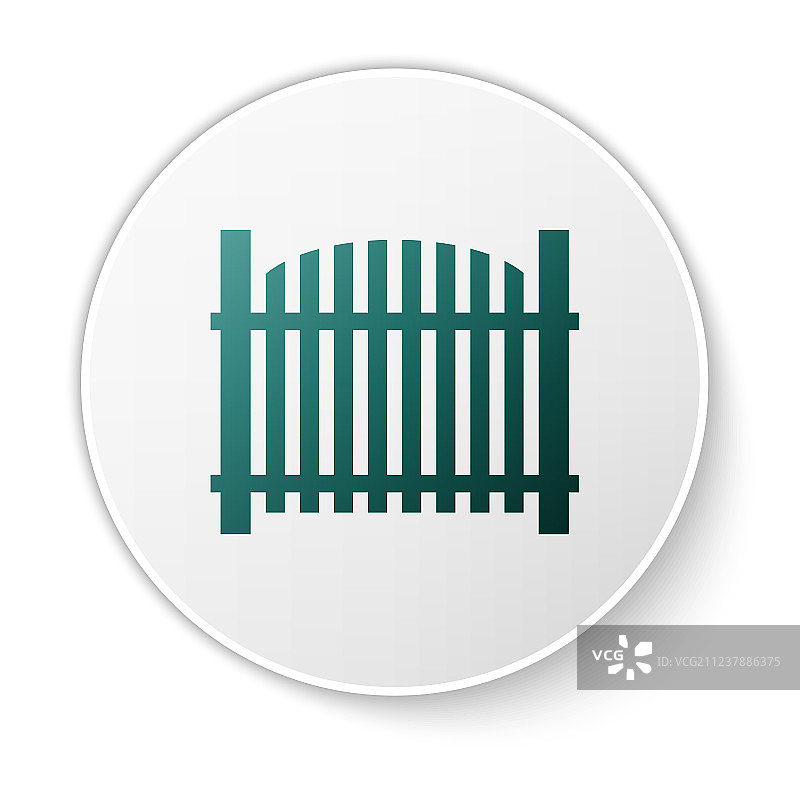 绿色花园栅栏木制图标孤立在白色图片素材