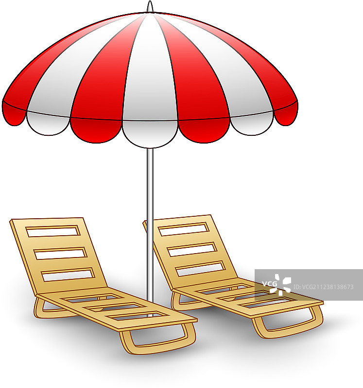 遮阳伞下的两把沙滩椅图片素材