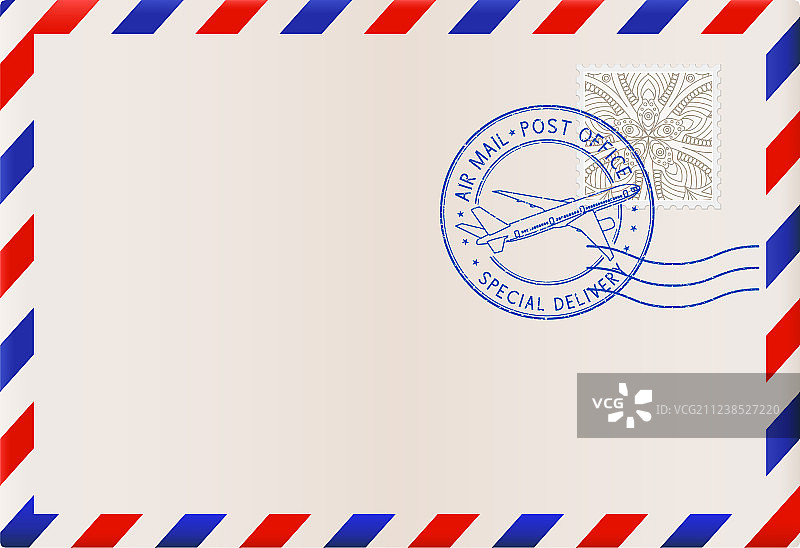 盖有航空邮戳的空白信封图片素材