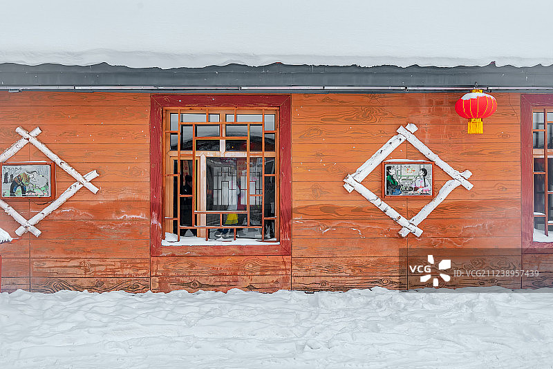 冬季的中国雪乡农家建筑局部图片素材