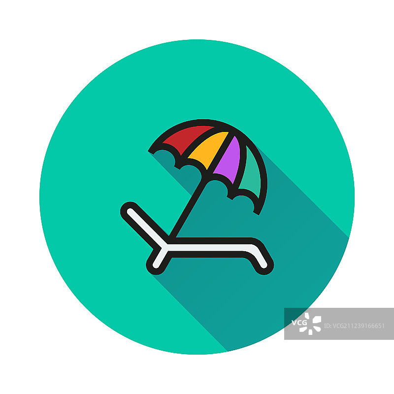 伞躺椅图标上的圆形背景图片素材
