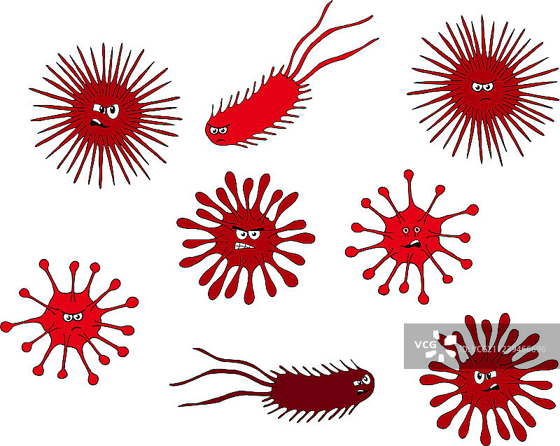 一套可爱有趣的细菌细菌卡通图片素材