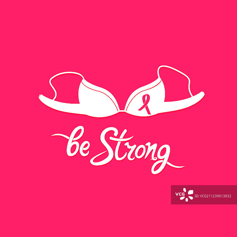 带着粉色丝带的胸罩是强大的动力之手图片素材