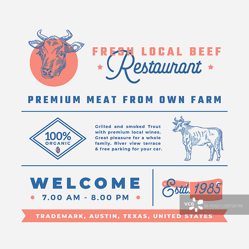 当地新鲜牛肉餐厅招牌标题图片素材