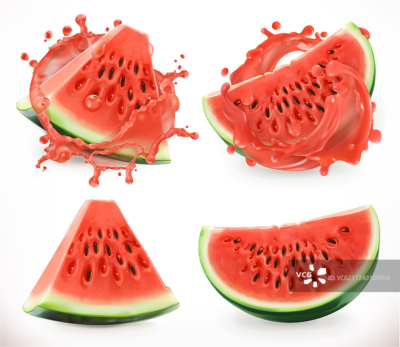 西瓜汁新鲜水果3d逼真的图标图片素材