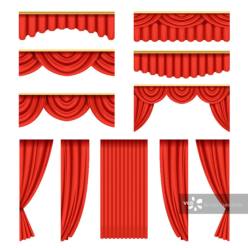 剧院舞台上的一套红色窗帘图片素材
