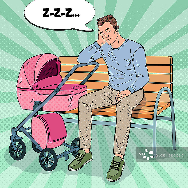 波普艺术不眠的父亲与婴儿推车图片素材
