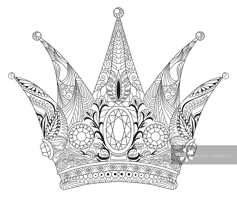 Zentangle风格化皇冠手绘花边图片素材