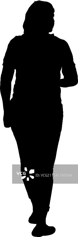 黑色剪影的女人站在白色的人图片素材